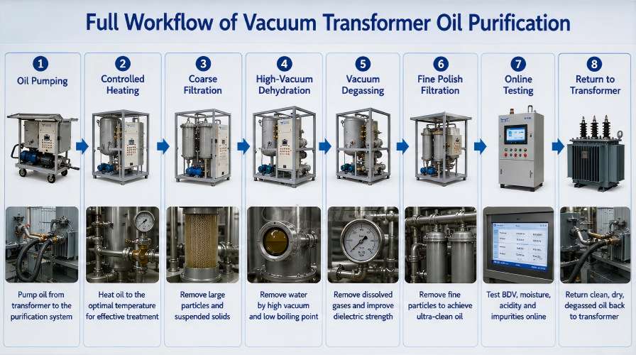 Transformer oil purification flow chart