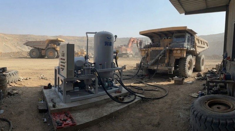 Open-Pit Mining - Rugged YUNENG Oil Filtration Unit in Maintenance Bay